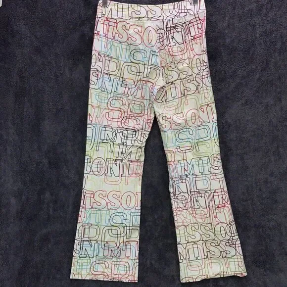 MISSONI Women’s Size 6 / 28 / 42 Logo Monogram Allover Print Bootcut Dress Pants